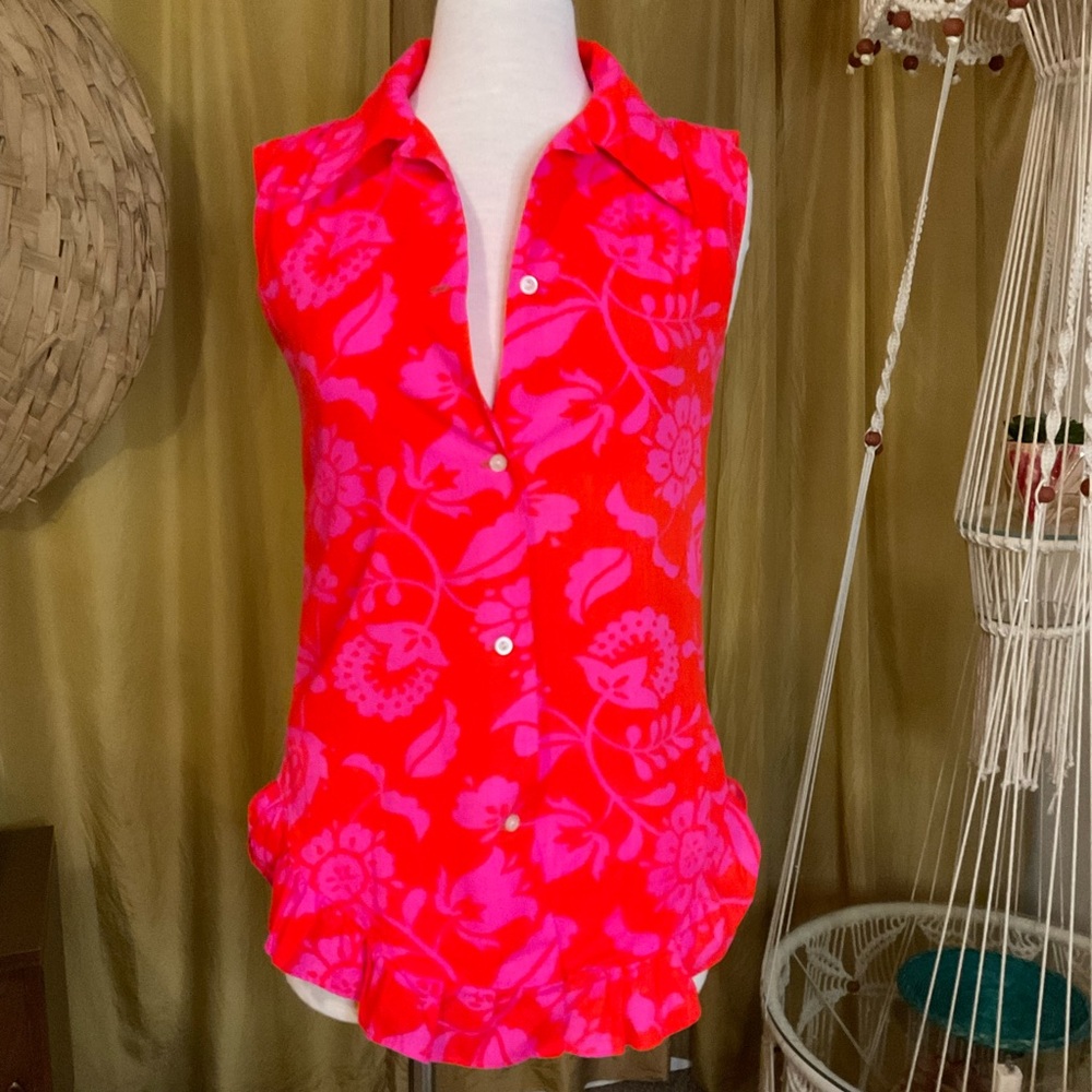 Vintage S Women’s Hawaiian Shirt bright two tone pink!